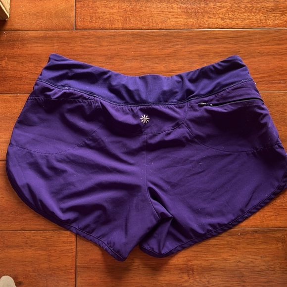 ATHLETA Purple Running Shorts Perforated Lazer Cut Brief Drawcord Size S - Picture 6 of 7